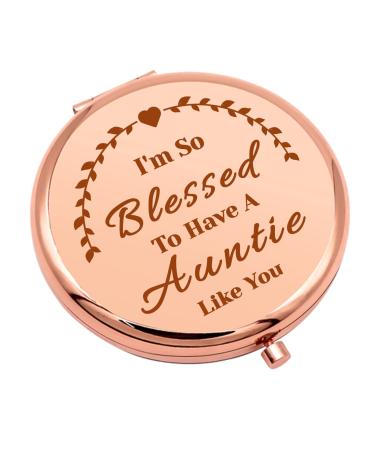 Aunt Gifts from Nephew and Niece Birthday Gifts for Aunt Compact Makeup Mirror for Auntie Folding Makeup Mirror for Women Mother's Day Christmas Retirement Gifts