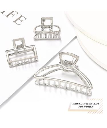Brinie Silver Hair Claw Clips - Strong Hold Barrettes for Women and Girls (Pack of 3) - Buy Online on GoSupps.com