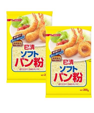 Nissin Japanese Soft Panko Breadcrumbs Flakes for Tonkatsu Tempura 200g (2 Packs)