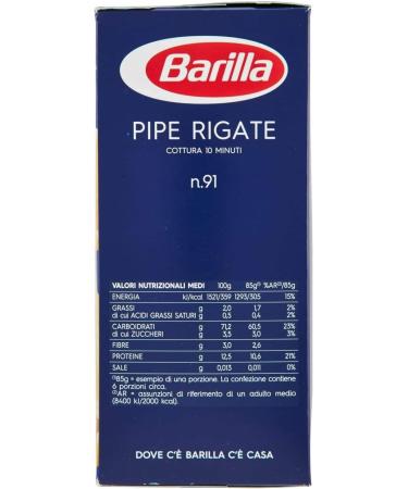  Ducomi Barilla Pipe Rigate 2kg Pack Griez pastes with quality ingredients to always be in good condition Irresistible everyday quality 2kg pack 4 x 500g (Pipe Rigate) - Buy Online on GoSupps.com
