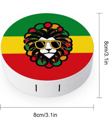 Jamaica Rasta Lion Round Case For Contact Lens Kit Storage Box with Mirror Printed - Buy Online on GoSupps.com