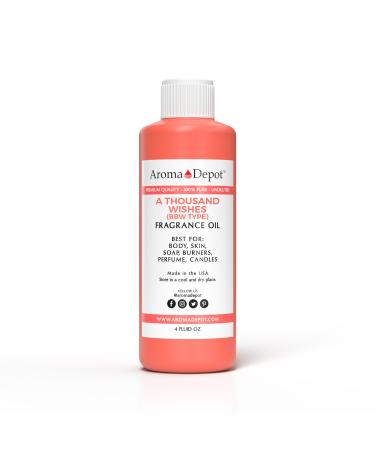 Aroma Depot A Thousand Wishes 4oz Fragrance Oil I Perfume I Skin Oil I Scented Oil. DIY Projects Such as Candles Bath Bombs Body Butters Creams & Lotions. For Diffuser Burners or Warmers.