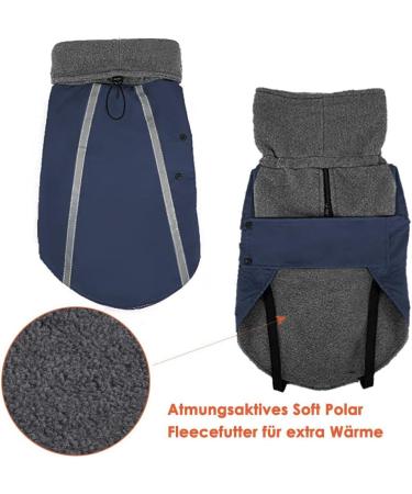 Slowton Winter Dog Coat | Warm Waterproof Jacket with Turtleneck & Reflective Stripes for Small to Medium Dogs - Navy Blue - Buy Online on GoSupps.com