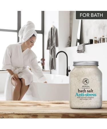 Buy Anti-Stress Bathing Salt 1300g | Sea Salt with Rosemary & Juniper Oil | Relax & Improve Sleep | Wellness Body Care Additive - Buy Online on GoSupps.com