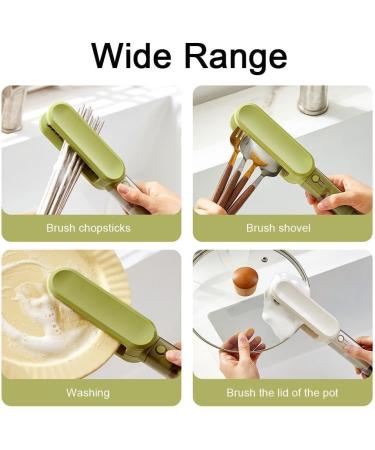4-in-1 Green Cleaning Brush for Kitchen - Versatile Scrubber & Washing Tool for Utensils Knives & Lids - Buy Online on GoSupps.com