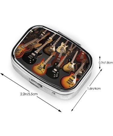 Shop Guitars Printing 2 Compartment Pill Case | Cute Travel Pill Box Organizer for Pocket & Gifts - Buy Online on GoSupps.com