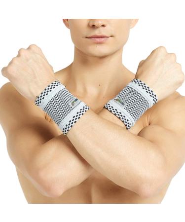 NeoTech Care Wrist Band - Bamboo Fiber Knitted Fabric - Light  Elastic & Breathable - Men  Women  Right or Left - for Sweat  Sports  Exercise  Workout  Gym - Grey Color Medium (Pack of 1) 1
