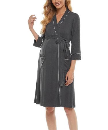 OCCIENTEC Maternity Nursing Robe & Nightgown Set | Maternity Hospital Gown for Breastfeeding | M Grey - Buy Online on GoSupps.com