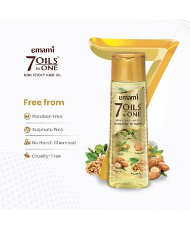 Emami 7-in-1 Hair Oil | Ayurvedic Natural Herbs for Hair Repair & Scalp Nourishment | Strong Healthy Hair | 3.38 Fl Oz/100ml - Buy Internationally - Buy Online on GoSupps.com