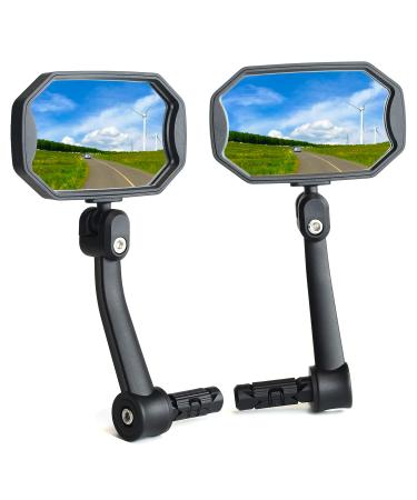 BriskMore Bar End Bike Mirrors for Mountain Bikes, HighDefinition Convex Glass Lens for E-Bike Handlebars, Scratch Resistant, Safe Rearview 1 Pair Bicycle Mirror(Right And Left Side) A: Silver Lens A
