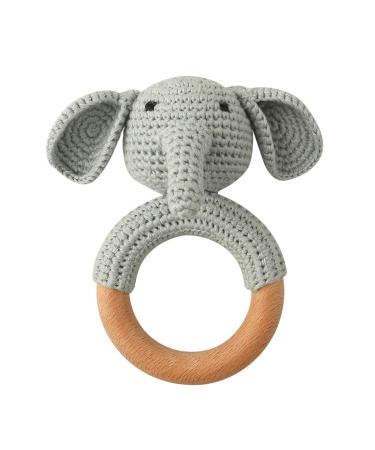 Kcnsieou 1 x Baby Teether Safe Wooden Toy for Stroller Crib Crochet Rattle Pacifier Teething Ring Baby Product