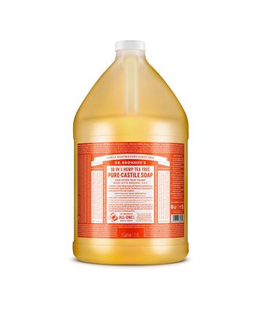 Dr. Bronner's - Pure-Castile Liquid Soap (Tea Tree  1 Gallon) - Made with Organic Oils  18-in-1 Uses: Acne-Prone Skin  Dandruff  Laundry  Pets and Dishes  Concentrated  Vegan  Non-GMO Tea Tree 128 Fl Oz (Pack of 1)