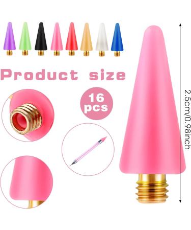 Lusofie 16Pcs Nail Rhinestones Picker Wax Replacement Tips - Multicolor Rhinestone Picker Tool for Nail Dotting Pen - 8 Colors - Buy Online on GoSupps.com