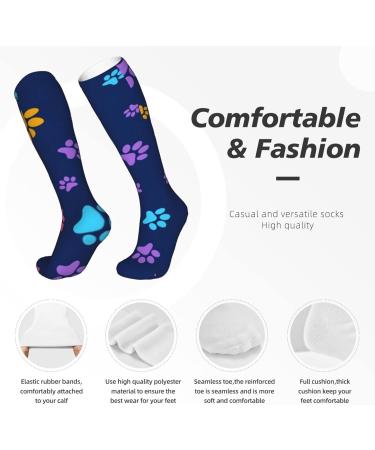Colorful Compression Socks for Men & Women - 15-20 mmHg Paw Print Design for Running & Cycling Support - Buy Online on GoSupps.com