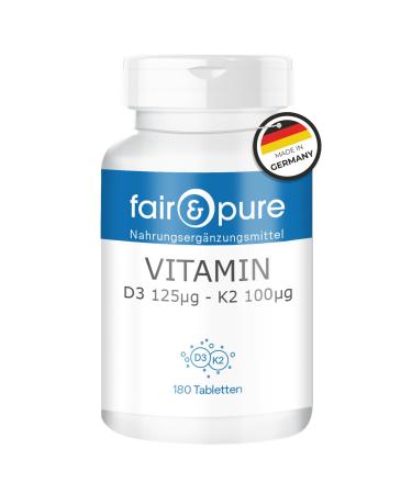 SoMatEm Fair & Pure Vitamin D3 125 g + K2 100 g 180 tablets optimal synergy high dose bioavailable quality from Germany
