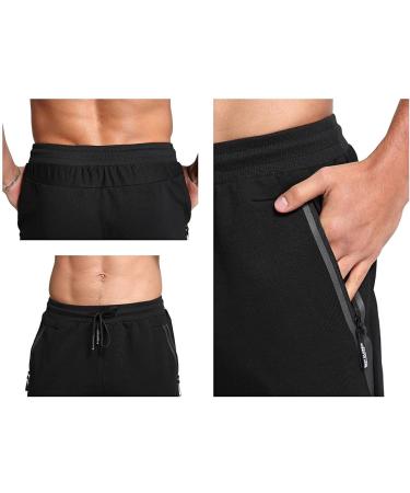 STICKON Men's Casual Joggers Sweatpants X-Large - Black with Zipper Pockets - Buy Online on GoSupps.com