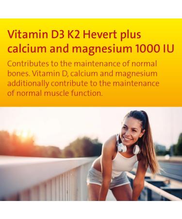 Vitamin D3 K2 Hevert with Calcium & Magnesium - 1000 IU - 60 Capsules for Optimal Bone Health - Buy Online on GoSupps.com