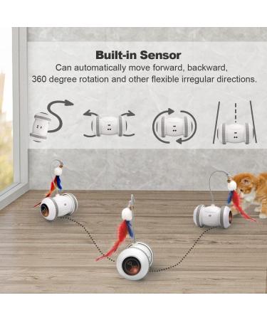Nueplay Interactive Cat Toys with LED Light | Smart Electric Toy for Indoor Cats | USB Rechargeable Robotic Toy with Feathers | 2 Modes for Pet Exercise - Buy Online on GoSupps.com