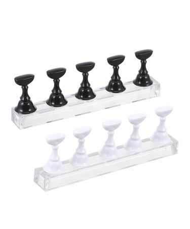 ULTECHNOVO 2 Sets Nail Holder Fingernail Display Stands Nail Art Holder Nail Stand Nail Tip Practice Holder Nail Practice Holder Nail Art Practice Stands Acrylic Crystal Nail Supplies 2.4X1.4X1.4CM Assorted Color 1