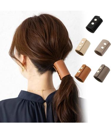 1 Piece PU Leather Hair Cuff Leather Ponytail Holder Ponytail Wrap Great for Ponytail Women Girls Long Hair Black - Buy Online on GoSupps.com