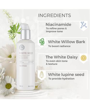 The Face Shop Whiteseed Brightening Toner - Hydrating Skin Brightening Treatment | Moisturizing Botanical Skincare for Improved Texture & Clarity - 5.4 Fl Oz - Buy Online on GoSupps.com