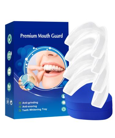 Mouth Guards, Moldable Mouth Guards for Clenching Teeth at Night, TMJ & Eliminates Teeth Clenching, Custom Fit, Stops Bruxism 4 Count (Pack of 1)