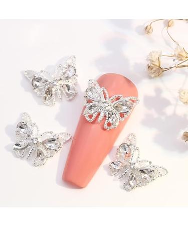 14Pcs Shiny Alloy Butterfly Nail Charms - 3D Butterflies Rhinestones for Women's DIY Manicure - Buy Online on GoSupps.com
