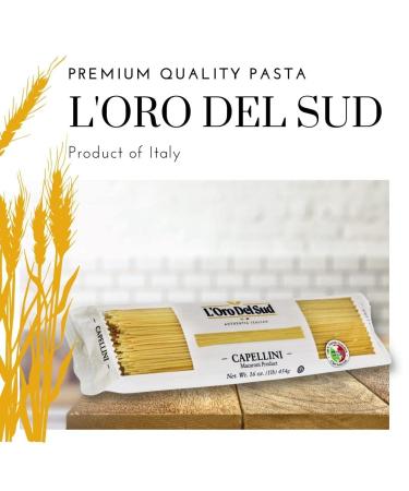 Capellini Italian Pasta 64oz - Premium Quality, Non GMO, Vegan, Kosher Certified - L'Oro del Sud (4 Pack) - Buy Online on GoSupps.com