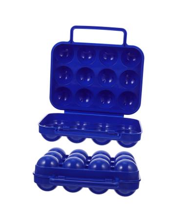 Hohopeti 2pcs Portable Egg Carton Plastic Storage Bin Stackable Egg Holder Refrigerator Organizer Travel Tray