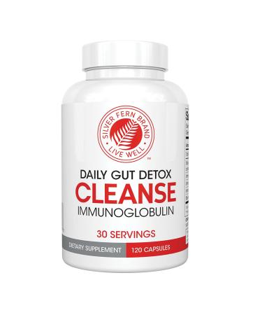 Silver Fern Cleanse - Daily Gut Detox - 1 Bottle - 120 Capsules - 30 Day Supply - Immunoglobulin G  A & M -(IgG  IGA  IgM) - Postbiotic 120 Count (Pack of 1)