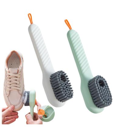 2Pcs Cleaning Brush Shoe Brush Push-type Automatic Liquid Adding Cleaning Brush Household Soft Bristle Cleaning Brush Suitable for shoes clothes bathroom kitchen