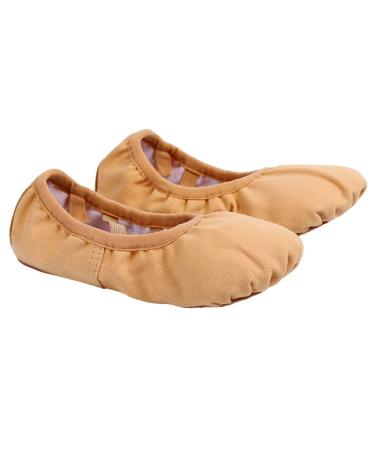 AMOSFUN 1 pair of travel ballet shoes flat yoga shoes sole Stretch-Slipper Ballet shoes made of sheet towel slippers for ballet exercises foldable ballet shoes child training shoes sweets 33 brown