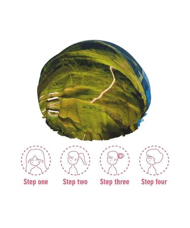Mountains Green Printed Shower Cap for Women - Waterproof & Fits All Head Sizes - Buy Online on GoSupps.com