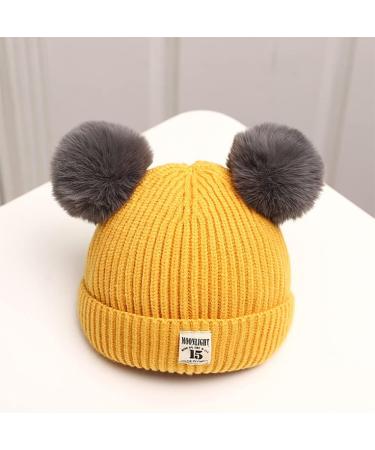 XYIYI Baby Kids Winter Warm Knit Hat with Fur Pom Beanie Cap - 6-24 Months Yellow - Buy Online on GoSupps.com