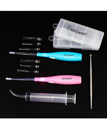 Earlywish Professional Tonsil Stone Removing Tool LED Light 2 Sets Color Pink + Blue 4 Tips Each Color + 1 Stainless Steel Tonsillolith Pick + 1 Irrigation Syringe Oral Clean Pink+blue - Buy Online on GoSupps.com