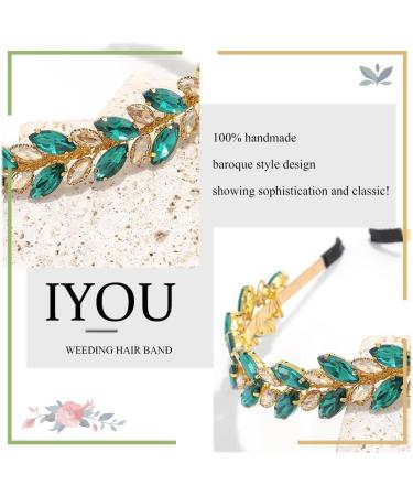 IYOU Crystal Wedding Headband Emerald Green Bridal Hair Bands Crown Sparkly Rhinestone Headpiece Tiara Prom Party Hair Accessories for Brides and Bridesmaid - Buy Online on GoSupps.com