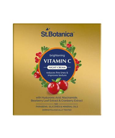 StBotanica Vitamin C E & Hyaluronic Acid Night Cream - Brightening & Hydrating with Argan Oil | 50g - Shop Internationally - Buy Online on GoSupps.com