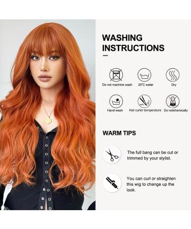 Fei Long Wavy Orange Wig with Ponytail for Women - 28 Heat-Resistant Synthetic Hair Halloween & Cosplay Wig - Buy Online on GoSupps.com