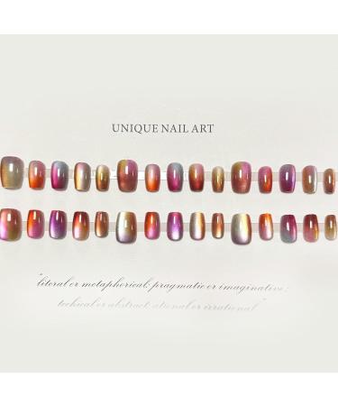 Buy Square Press on Nails - 30Pcs Ombre Colorful Acrylic False Nails for Women | Rainbow Gradation Doodle Art | Glossy Gel Stick on Nails - International Shipping Available - Buy Online on GoSupps.com