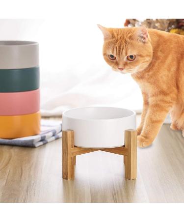 Ceramic Elevated Cat Food Dish with Stand - Anti Vomiting Pet Bowl for Cats and Small Dogs - 400ML/13.5OZ White - Buy Online on GoSupps.com