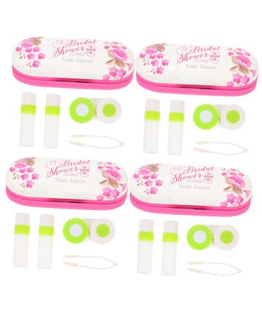 SOLUSTRE 4 Sets Double Layer Glasses Cases Storage Leather Pu Suite Women
