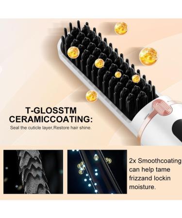 Wired Hair Straightener Comb | Anti-Scald Hot Comb for Home Office & Travel - Negative Ion Straightening Brush in White - Buy Online on GoSupps.com