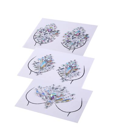 Crystal Festival Face Jewels Gem Nipple Chest Sticker Body Jewelry Stickers - Set of 3 | Rhinestone Makeup Tattoo Temporary Face Rocks - Buy Online on GoSupps.com