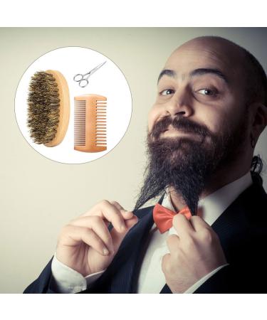 Premium Beard Care Set - Bartbrush & Beard Kamm with Wild Boar Bristles | Buy Wooden Beard Brush & Shears for Men Online - Buy Online on GoSupps.com