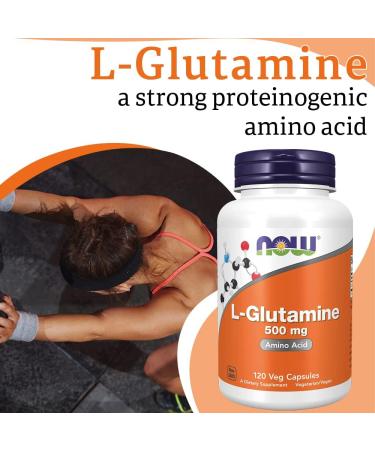 Now Foods L-Glutamine 500mg 120 Vegan Capsules - Lab-Tested Amino Acid | Gluten & SOYA Free | Vegetarian Friendly - Buy Online on GoSupps.com
