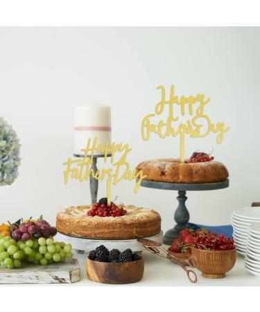 AROKIPPRY 6Pcs Happy Father's Day Cake Topper Fathers Day Cupcake Picks Acrylic Cake Toppers for Father's Day Party Cupcake Decorations Gold flash (6Pcs) - Buy Online on GoSupps.com