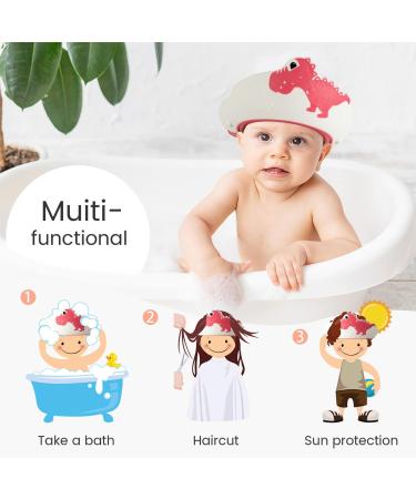 FUNUPUP Baby Shower Cap - Adjustable Hair Washing Shield for Kids - Red Pink Dinosaur Design - Buy Online on GoSupps.com