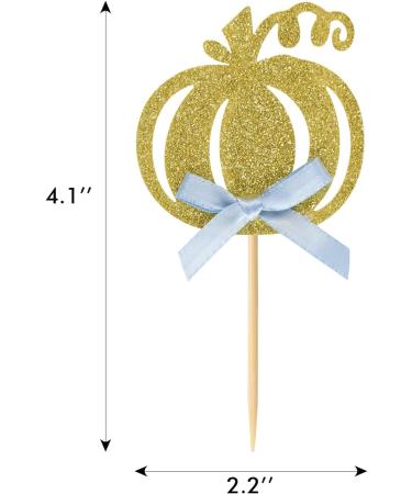 36 PCS Pumpkin Cupcake Toppers Fall Theme Cupcake Picks With Blue Bow Glitter Halloween Thanksgiving Little Pumpkin Cake Topper Baby Shower Girls Boys Kids Birthday Party Cake Decorations Supplies - Buy Online on GoSupps.com
