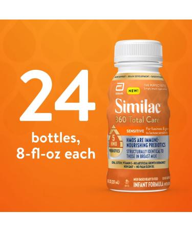 Similac 360 Total Care Sensitive Non-GMO Infant Formula | 5 HMO Prebiotics | Fights Fussiness & Gas | Lactose Sensitivity | Ready-to-Feed | 8 Fl Oz x 24 - Buy Online on GoSupps.com