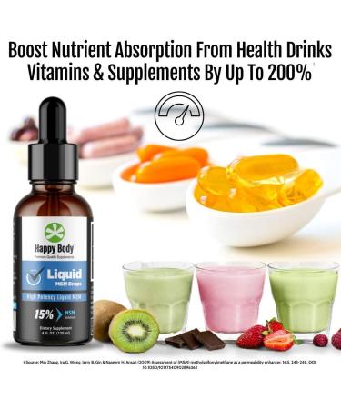 Happy Body Liquid MSM Drops - Highest MSM Content for Oral & Topical Use - 4 fl. oz Bottle - Buy Online on GoSupps.com